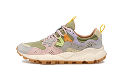 YAMANO 3 WOMAN Sneakers in suede e tessuto tecnico - Verde - Light grey - cipria